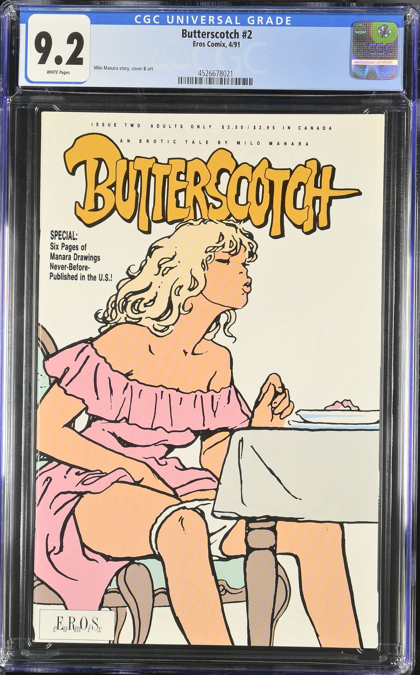 9.2 CGC BUTTERSCOTCH #2 MILO MANARA 1991 [4526678021] EROS COMIX