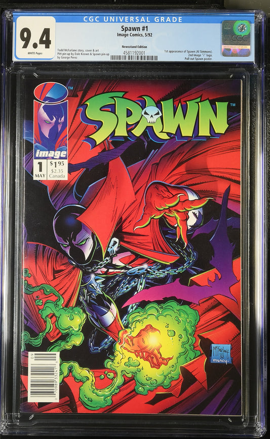 9.4 CGC SPAWN #1 1992 (1ST APP SPAWN) MCFARLANE NEWSSTAND [4581192001] Spawn IMAGE COMICS
