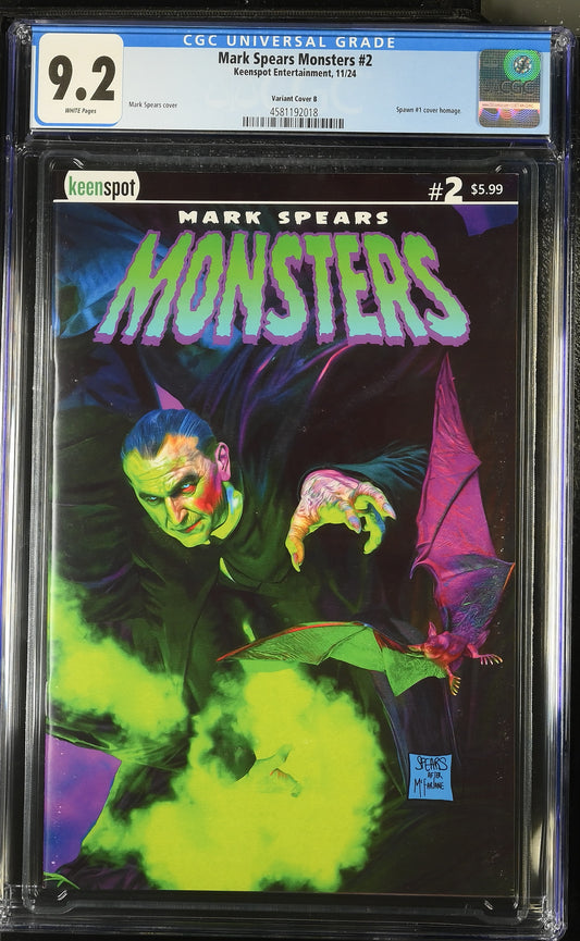 9.2 CGC MARK SPEARS MONSTERS #2 SPAWN HOMAGE VARIANT [4581192018] Universal Monsters KEENSPOT ENTERTAINMENT