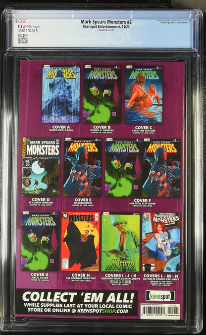 9.2 CGC MARK SPEARS MONSTERS #2 SPAWN HOMAGE VARIANT [4581192018] Universal Monsters KEENSPOT ENTERTAINMENT