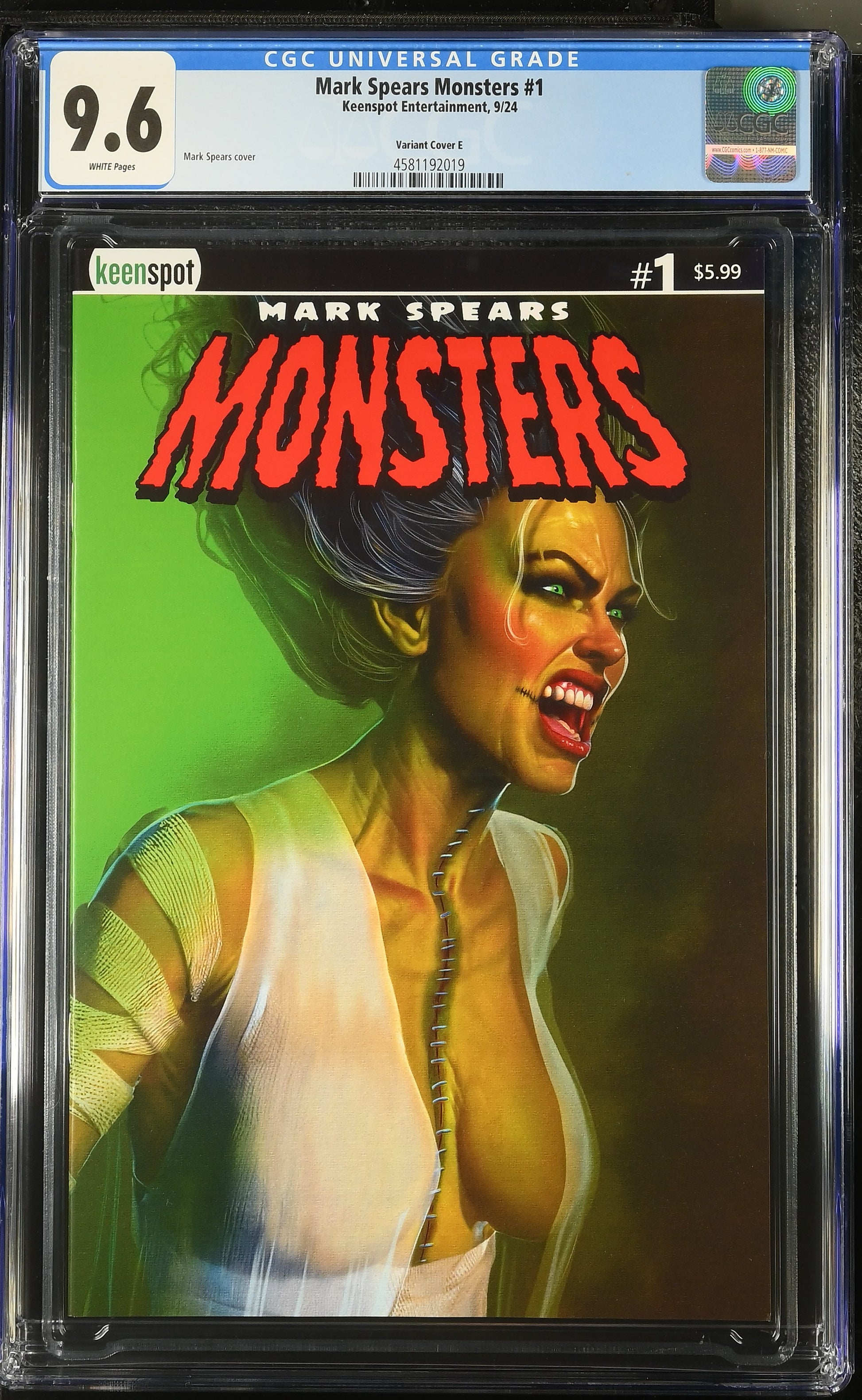 9.6 CGC MARK SPEARS MONSTERS #1 BRIDEZILLA VARIANT 2024 [4581192019] Universal Monsters KEENSPOT ENTERTAINMENT