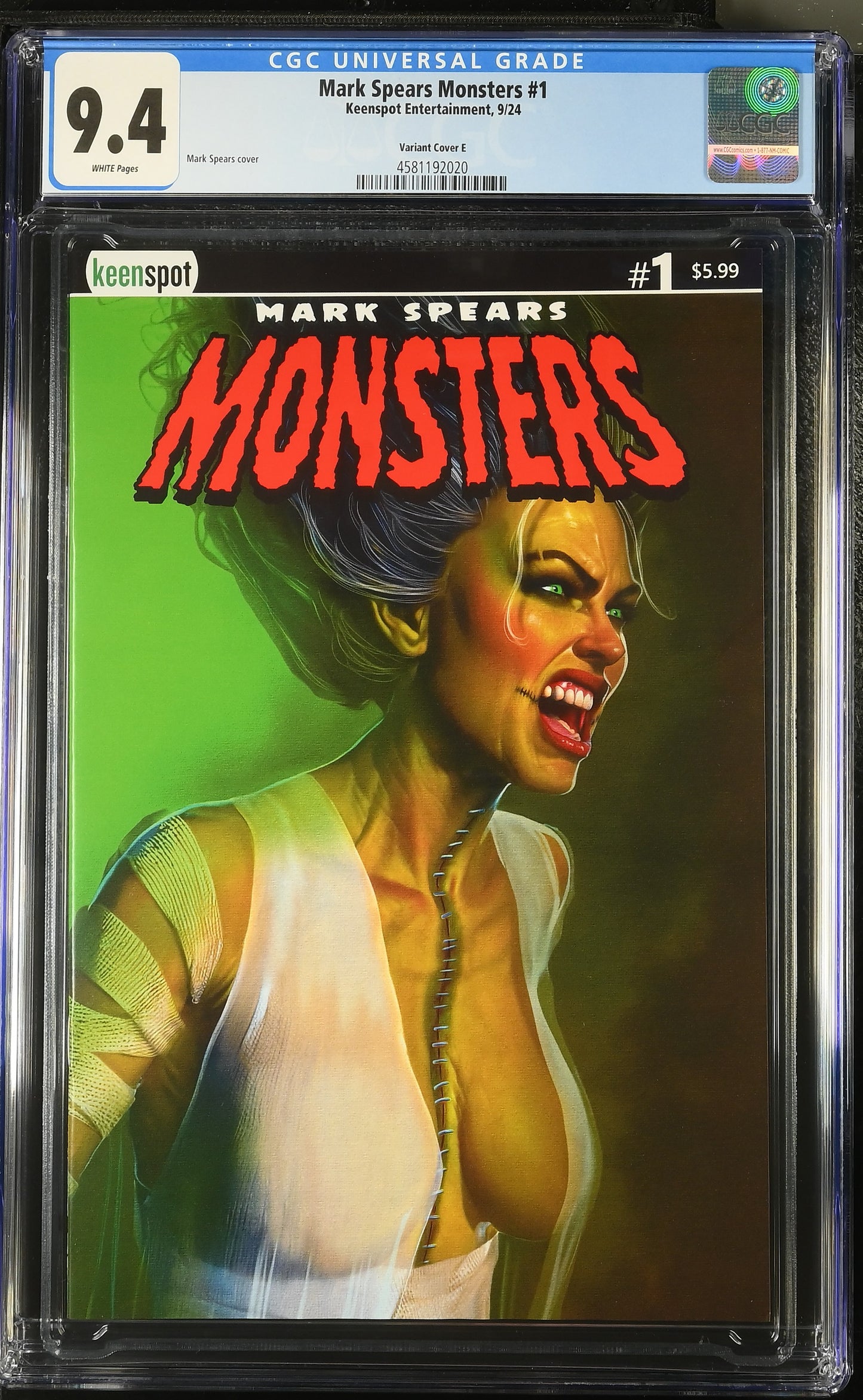 9.4 CGC MARK SPEARS MONSTERS #1 BRIDEZILLA VARIANT 2024 [4581192020] Universal Monsters KEENSPOT ENTERTAINMENT