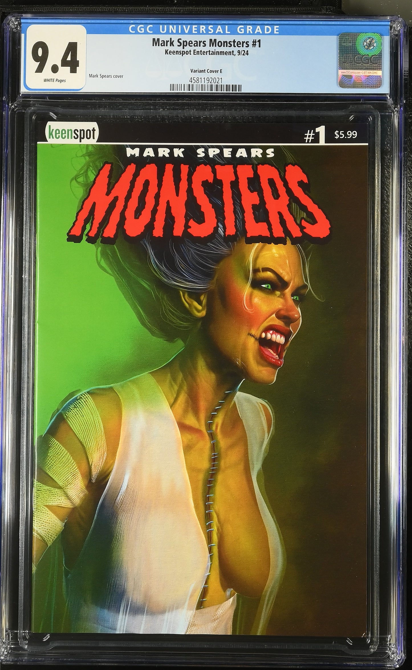 9.4 CGC MARK SPEARS MONSTERS #1 BRIDEZILLA VARIANT 2024 [4581192021] Universal Monsters KEENSPOT ENTERTAINMENT