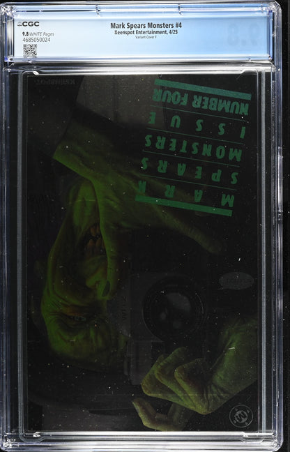 9.8 CGC MARK SPEARS MONSTERS #4 HOLOFOIL FLIP HOMAGE VARIANT [4685050024] Universal Monsters KEENSPOT ENTERTAINMENT