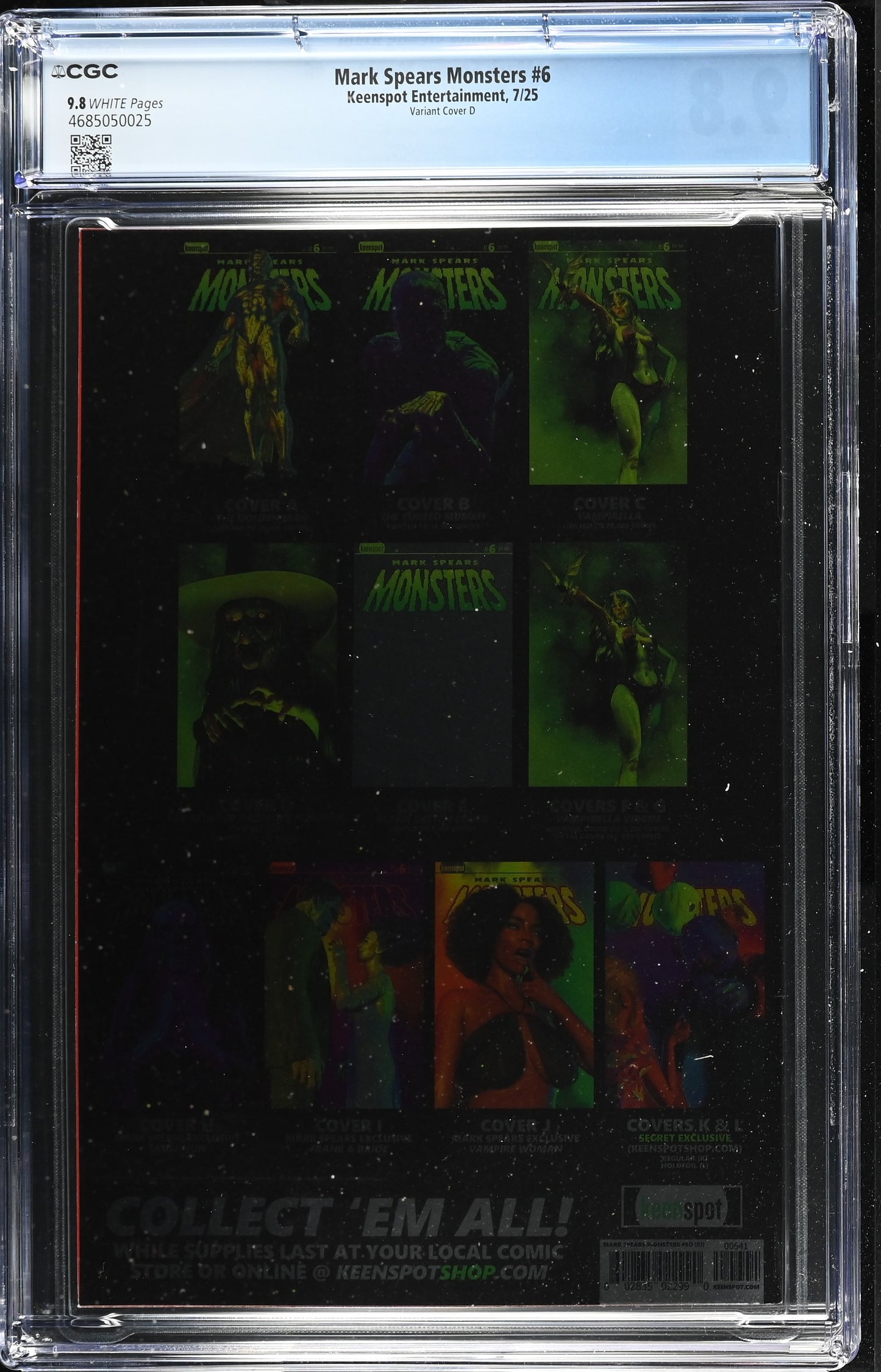 9.8 CGC MARK SPEARS MONSTERS #6 1:50 VIRGIN FOIL VARIANT [4685050025] Universal Monsters KEENSPOT ENTERTAINMENT