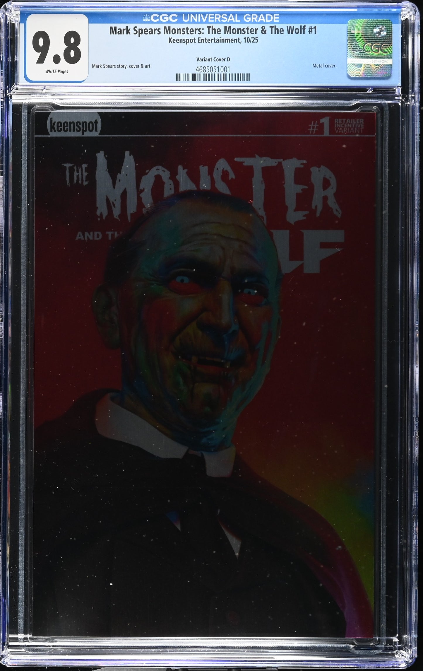 9.8 CGC MARK SPEARS MONSTERS MONSTER & WOLF #1 1:1000 METAL VARIANT [4685051001] Universal Monsters KEENSPOT ENTERTAINMENT