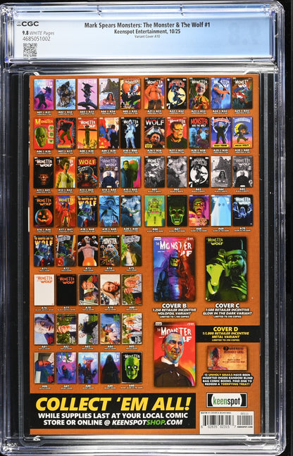 9.8 CGC MARK SPEARS MONSTERS MONSTER & WOLF #1 A10 VARIANT [4685051002] Universal Monsters KEENSPOT ENTERTAINMENT