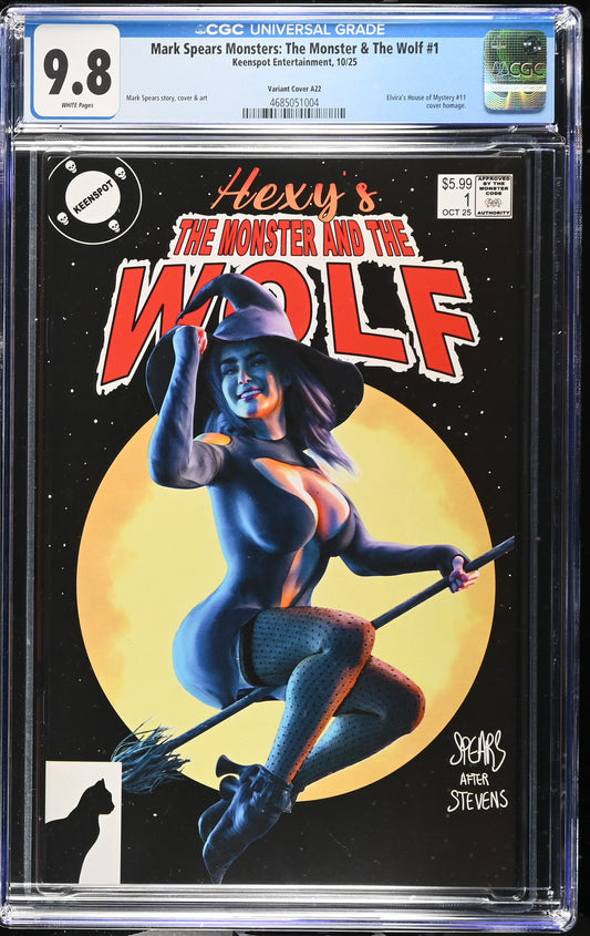 9.8 CGC MARK SPEARS MONSTERS MONSTER & WOLF #1 A22 HOMAGE VARIANT [4685051004] Universal Monsters KEENSPOT ENTERTAINMENT