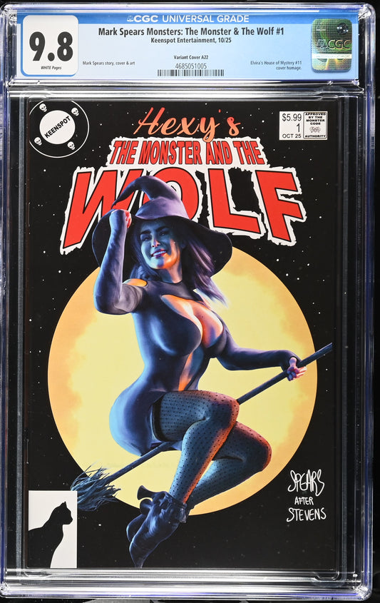 9.8 CGC MARK SPEARS MONSTERS MONSTER & WOLF #1 A22 HOMAGE VARIANT [4685051005] Universal Monsters KEENSPOT ENTERTAINMENT