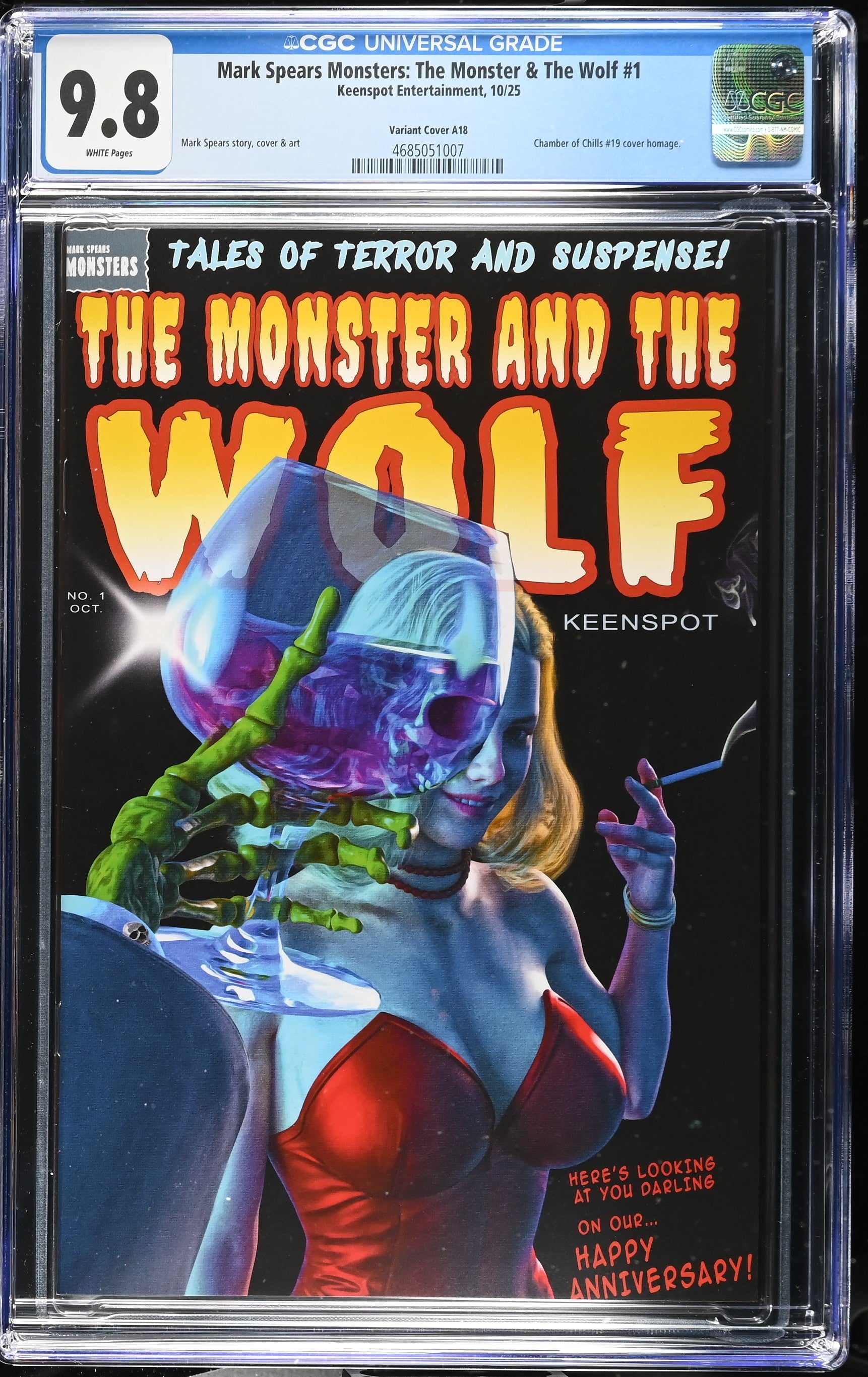 9.8 CGC MARK SPEARS MONSTERS MONSTER & WOLF #1 A18 HOMAGE VARIANT [4685051007] Universal Monsters KEENSPOT ENTERTAINMENT