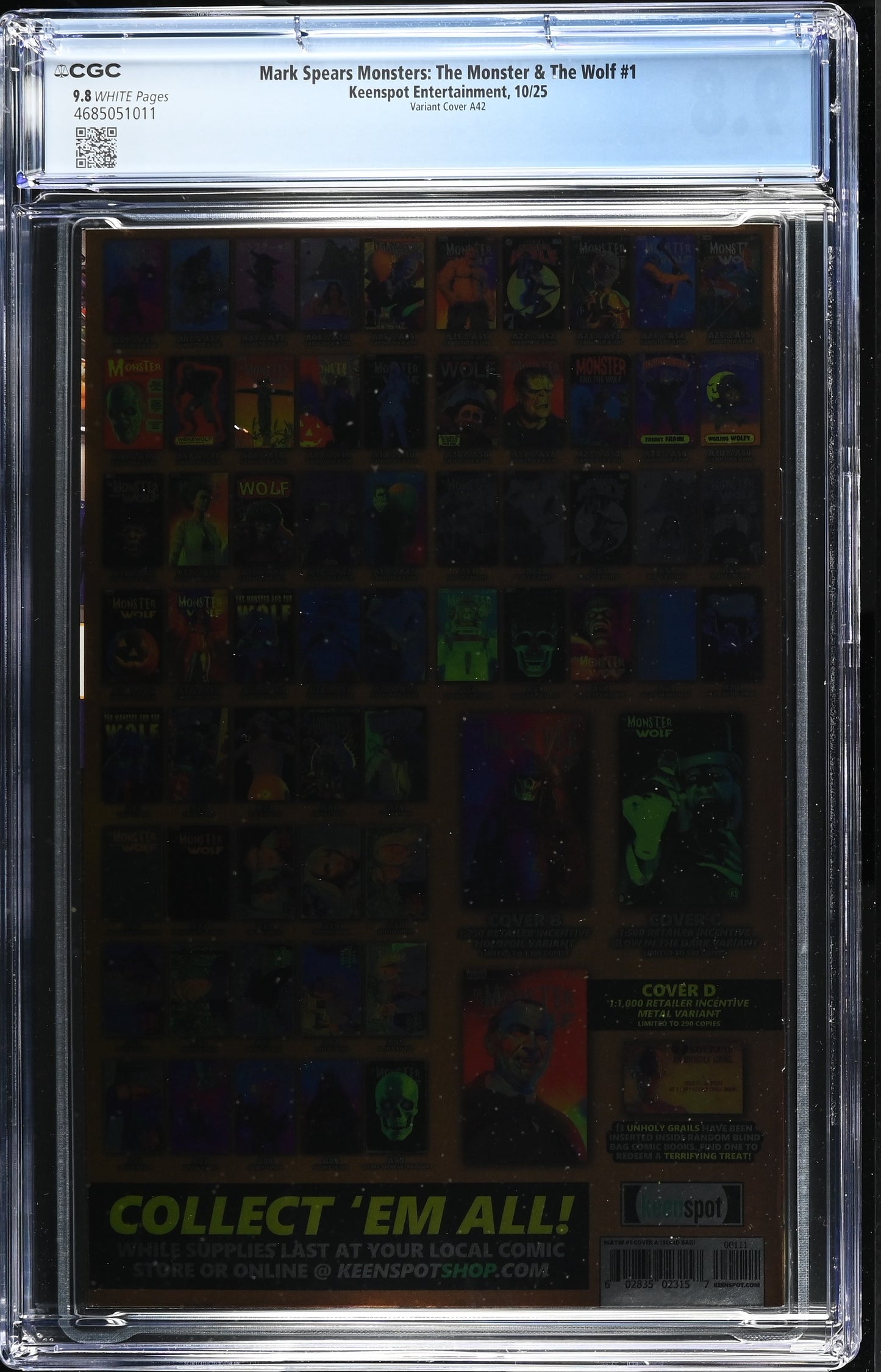 9.8 CGC MARK SPEARS MONSTERS MONSTER & WOLF #1 A42 FOIL VARIANT [4685051011] Universal Monsters KEENSPOT ENTERTAINMENT