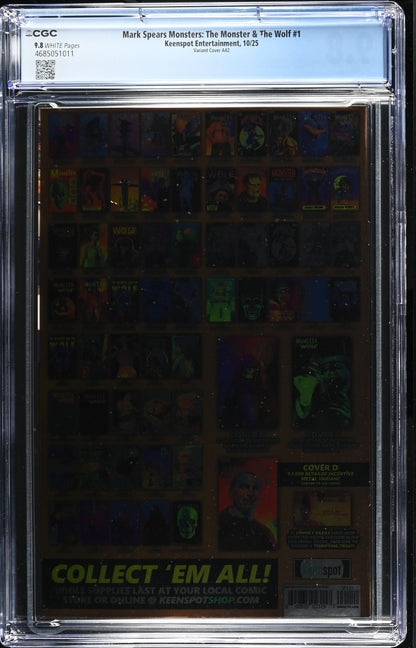9.8 CGC MARK SPEARS MONSTERS MONSTER & WOLF #1 A42 FOIL VARIANT [4685051011] Universal Monsters KEENSPOT ENTERTAINMENT