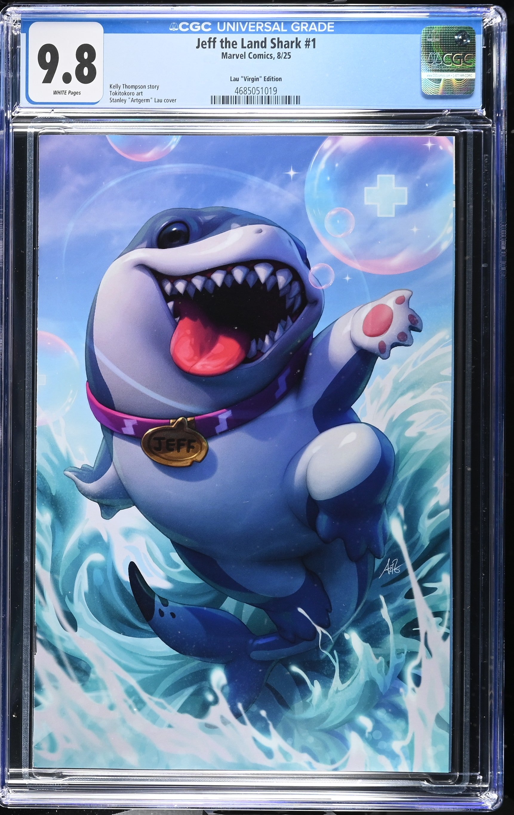 9.8 CGC JEFF THE LAND SHARK #1 1:100 VIRGIN ARTGERM VARIANT [4685051019] Its Jeff MARVEL COMCS