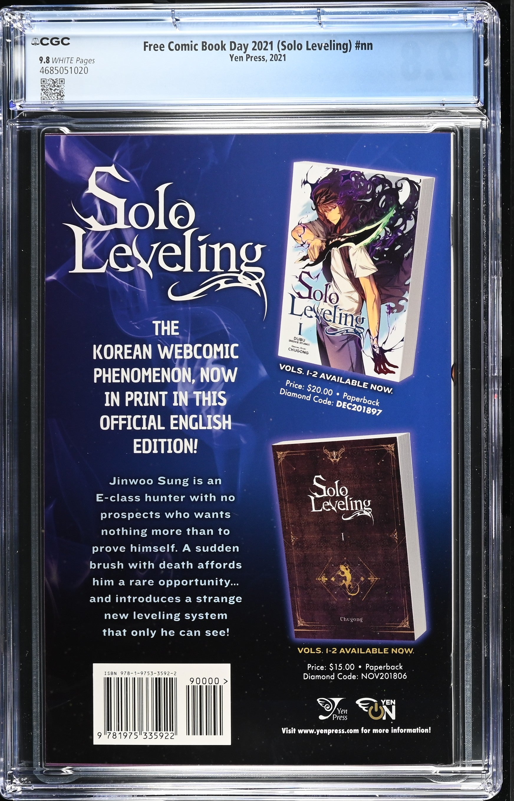 9.8 CGC FCBD SOLO LEVELING 2021 [4685051020] YEN PRESS