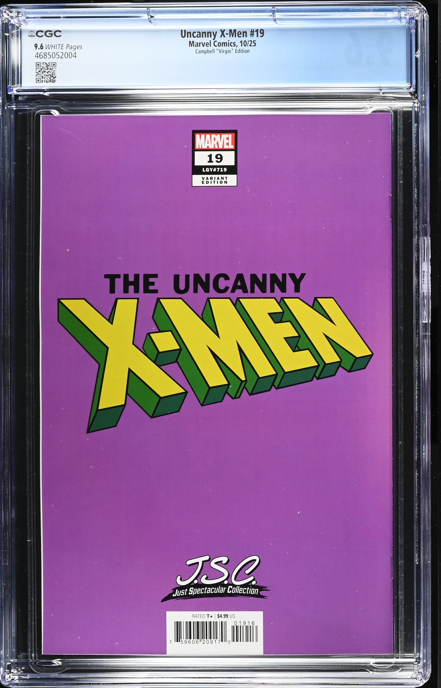 9.6 CGC UNCANNY X-MEN #19 1:100 VIRGIN J SCOTT CAMPBELL VARIANT [4685052004] X-Men MARVEL COMICS