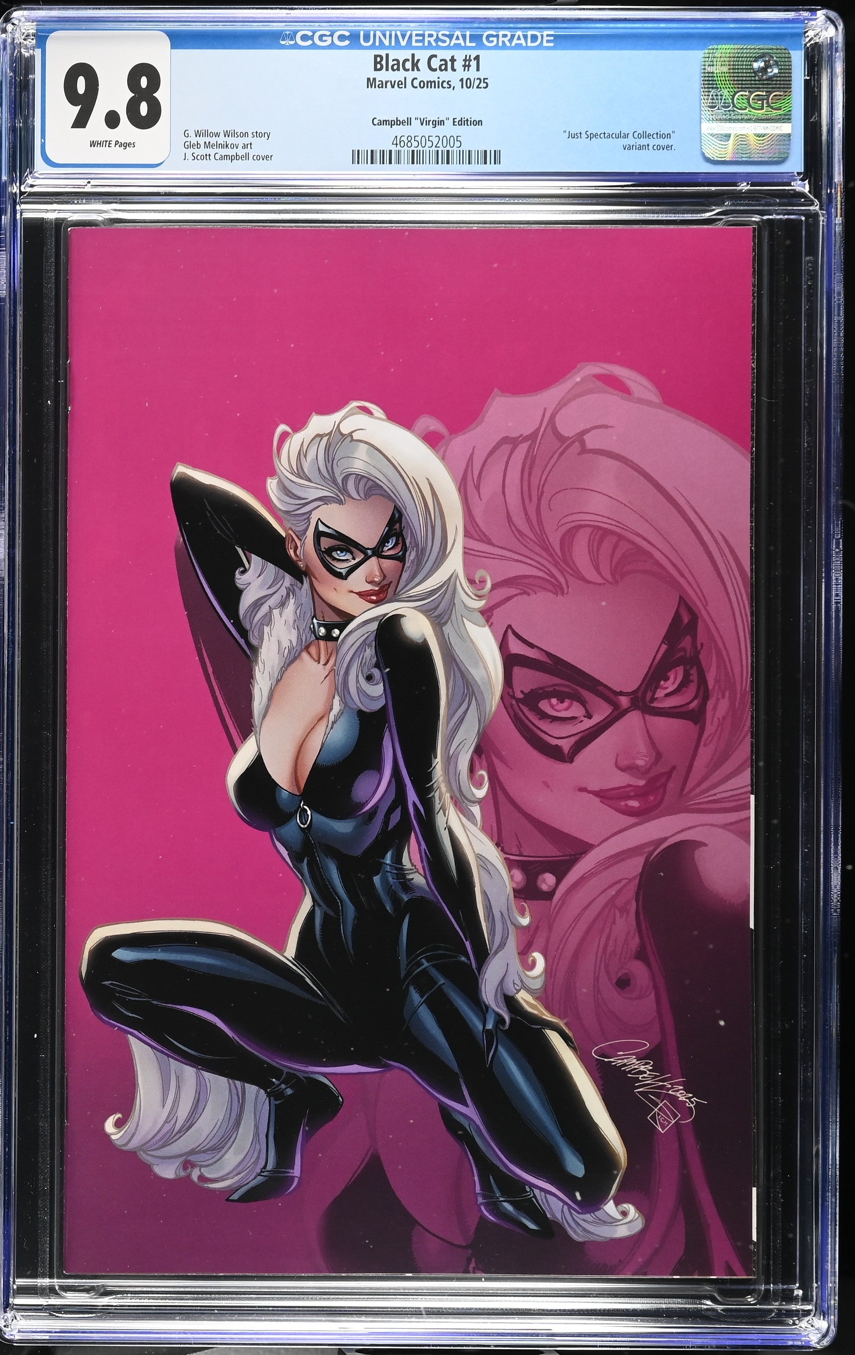 9.8 CGC BLACK CAT #1 1:100 VIRGIN J SCOTT CAMPBELL VARIANT [4685052005] Black Cat MARVEL COMICS