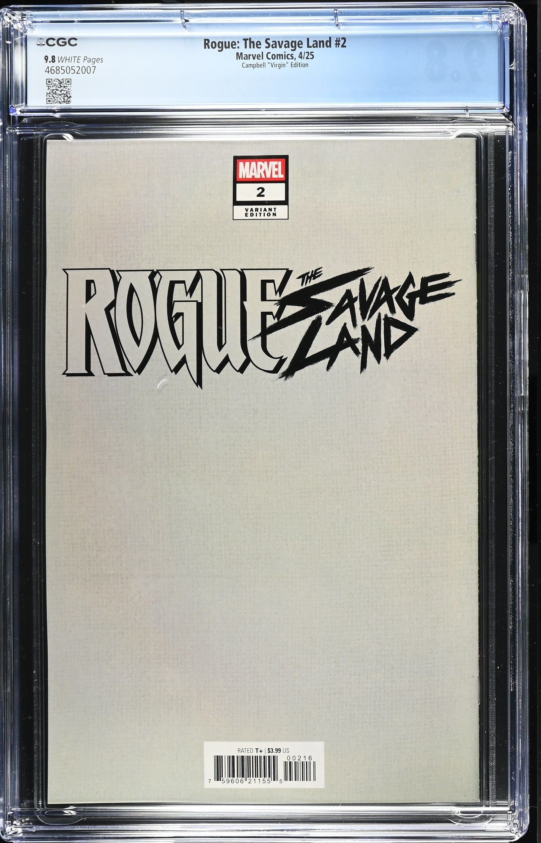 9.8 CGC ROGUE SAVAGE LAND #2 1:100 VIRGIN J SCOTT CAMPBELL VARIANT [4685052007] X-Men MARVEL COMICS