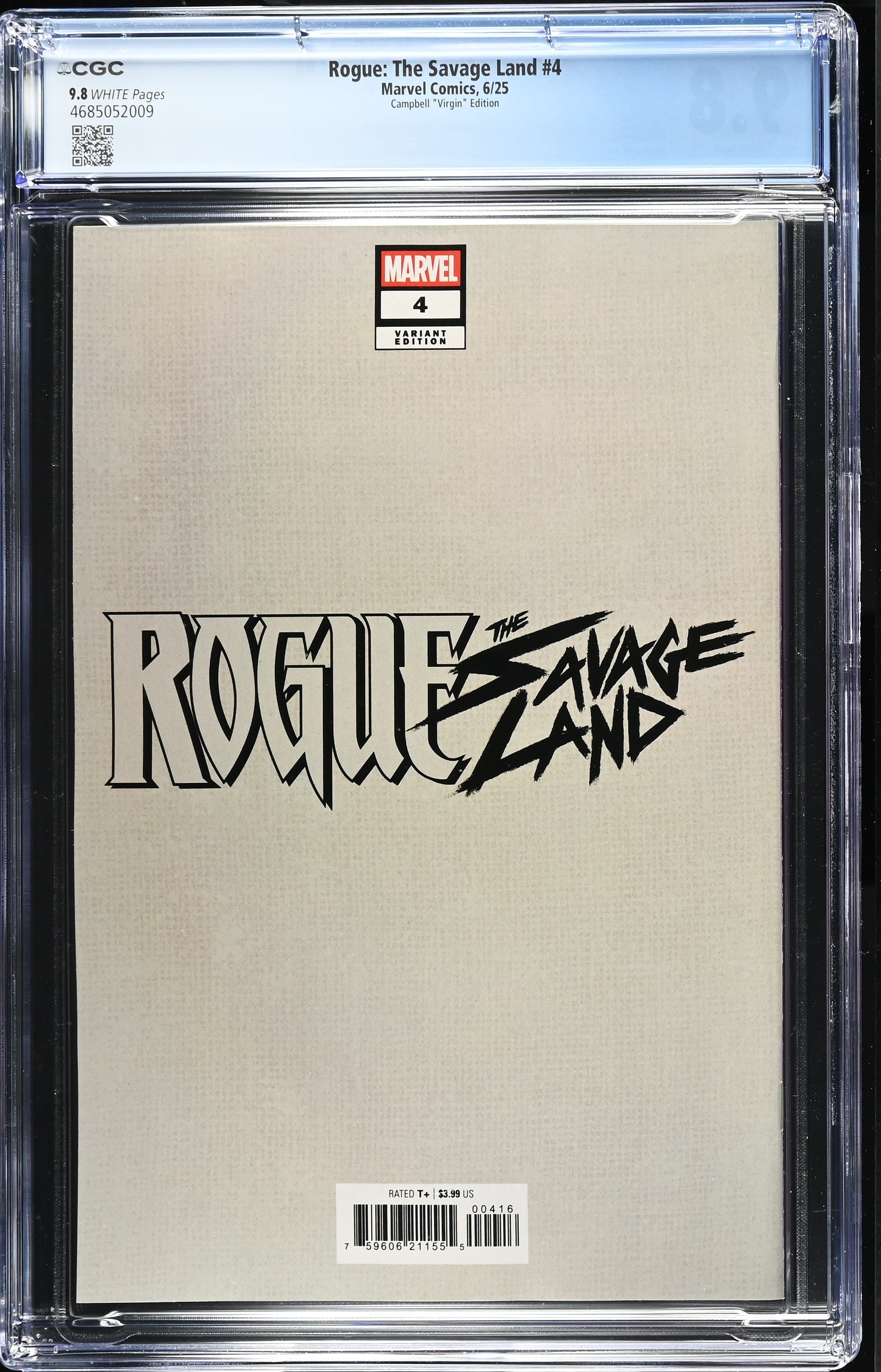 9.8 CGC ROGUE SAVAGE LAND #4 1:100 VIRGIN J SCOTT CAMPBELL VARIANT [4685052009] X-Men MARVEL COMICS