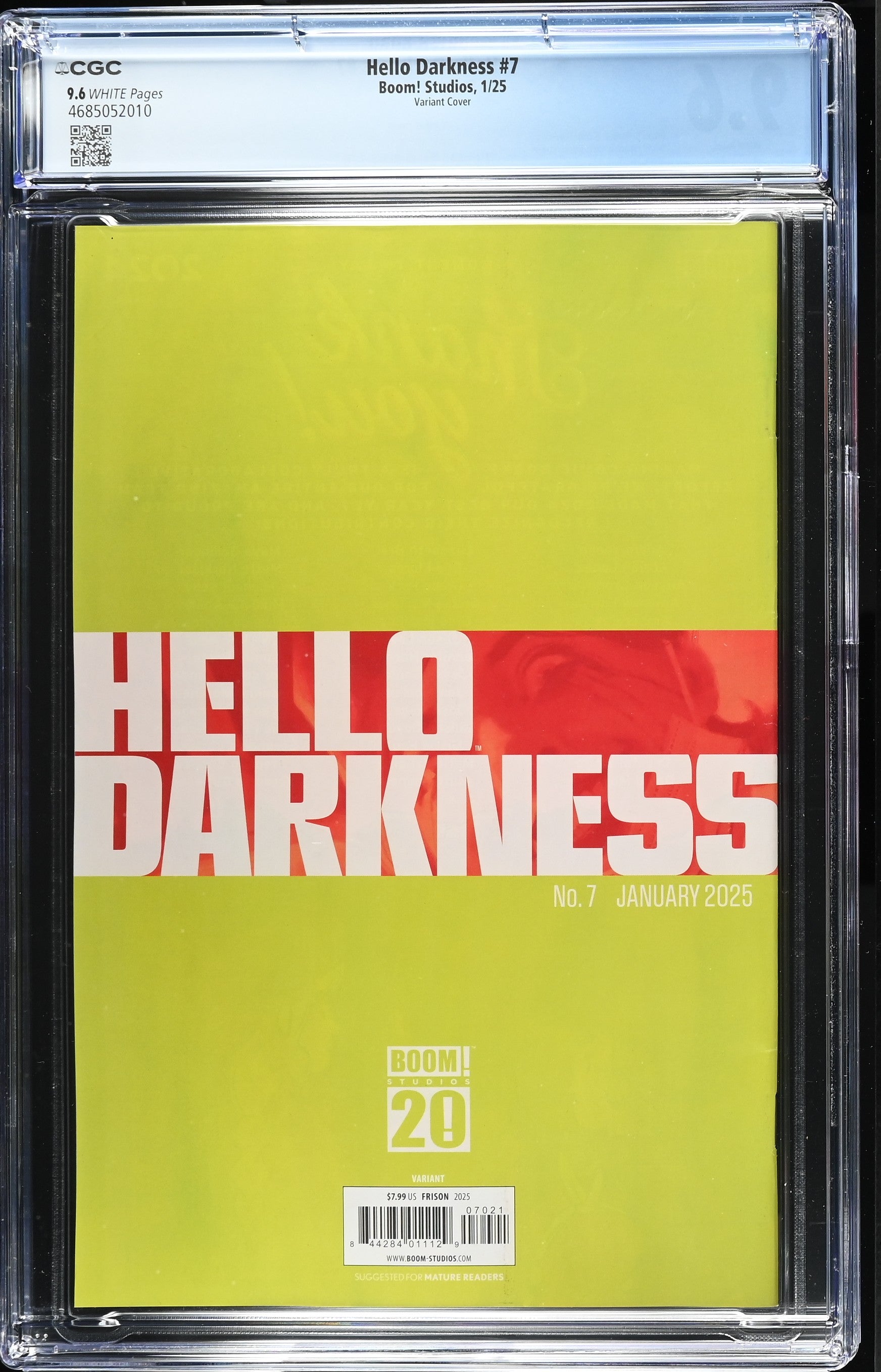 9.6 CGC HELLO DARKNESS #7 JENNY FRISON VARIANT [4685052010] X-Men MARVEL COMICS