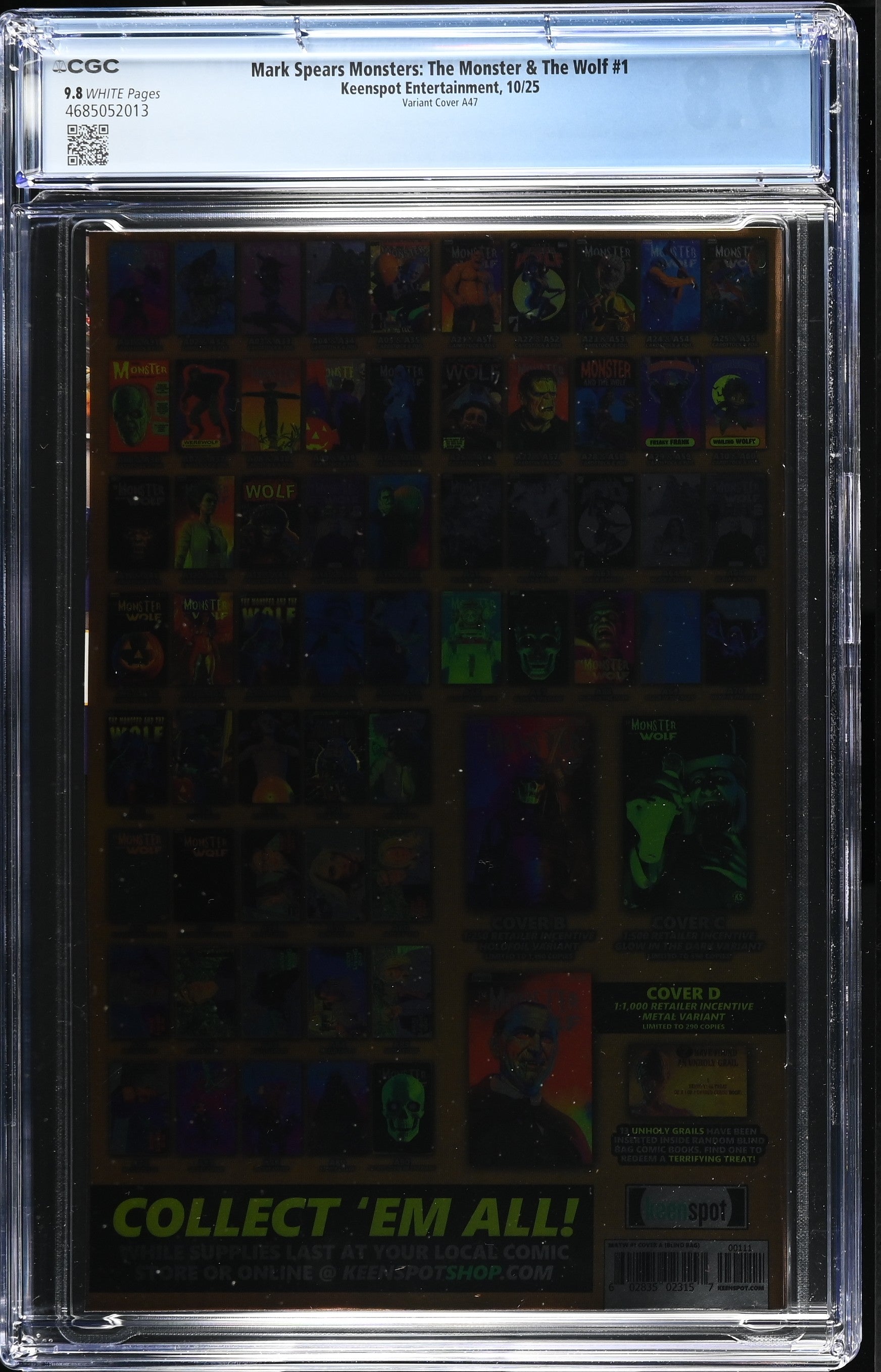 9.8 CGC MARK SPEARS MONSTERS MONSTER & WOLF #1 A47 FOIL VARIANT [4685052013] Universal Monsters KEENSPOT ENTERTAINMENT