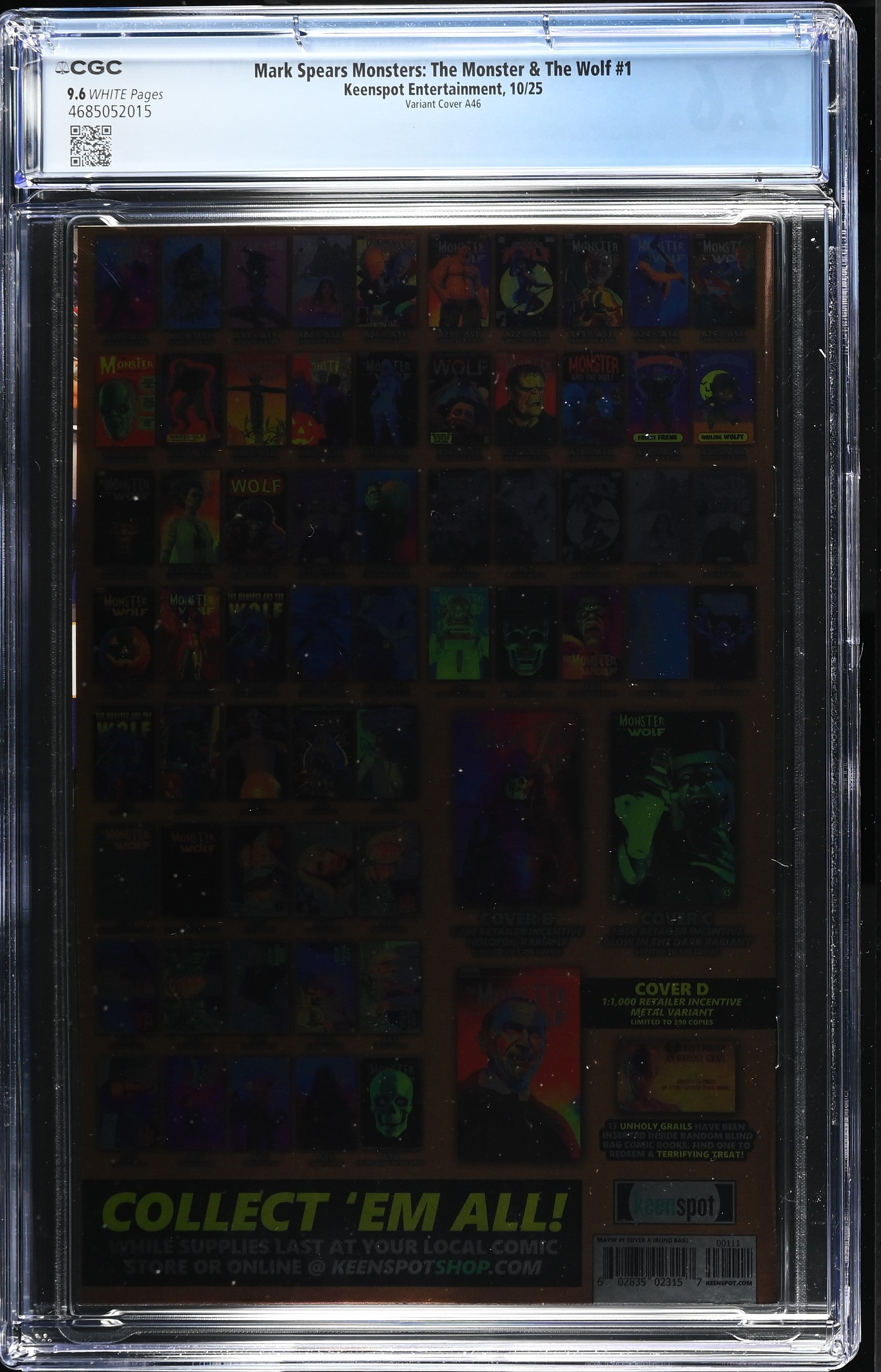 9.6 CGC MARK SPEARS MONSTERS MONSTER & WOLF #1 A46 FOIL VARIANT [4685052015] Universal Monsters KEENSPOT ENTERTAINMENT