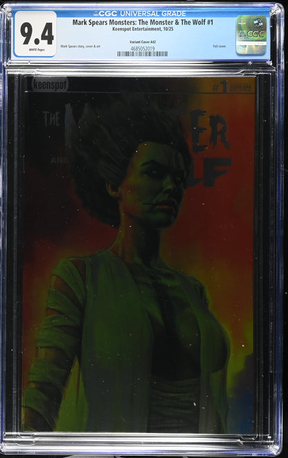 9.4 CGC MARK SPEARS MONSTERS MONSTER & WOLF #1 A42 FOIL VARIANT [4685052019] Universal Monsters KEENSPOT ENTERTAINMENT
