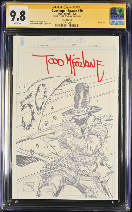9.8 CGC GUNSLINGER SPAWN #50 1:1000 PENCIL SKETCH VARIANT SIGNED TODD MCFARLANE [4712662001] Spawn CGC