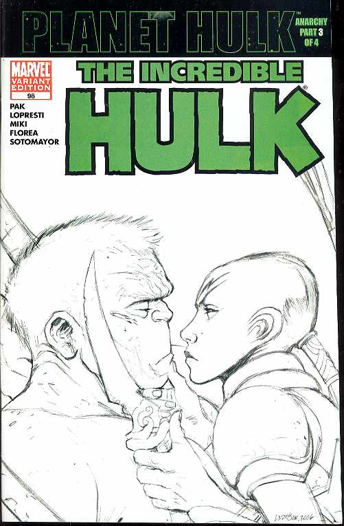 INCREDIBLE HULK #98 SKETCH VARIANT 2006 Incredible Hulk MARVEL COMICS