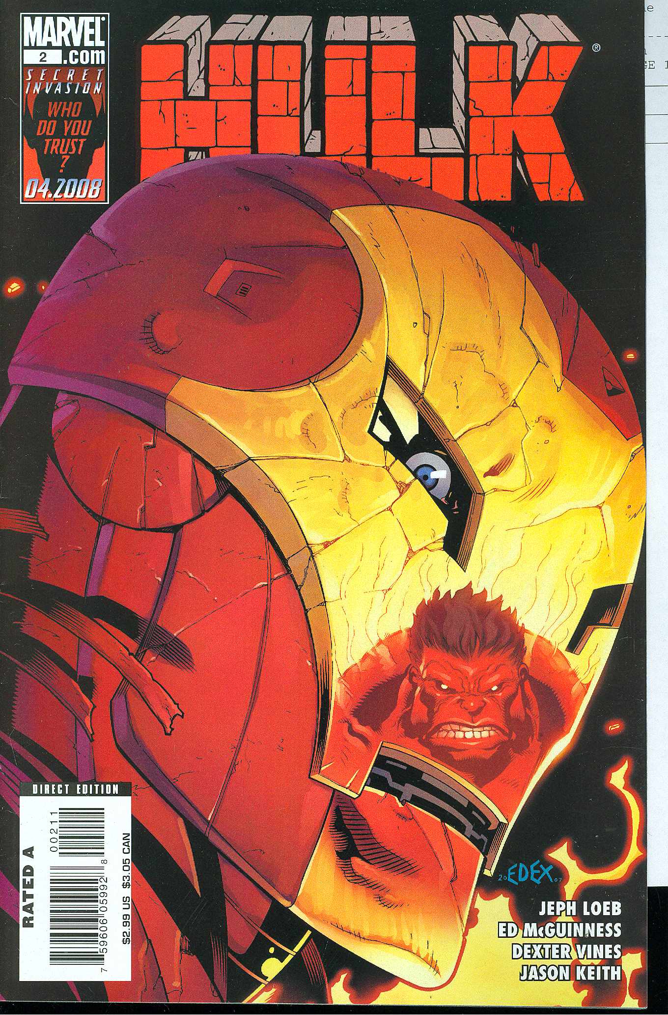 HULK #2 (1ST FULL APP RED HULK) 2008 Hulk MARVEL COMICS   