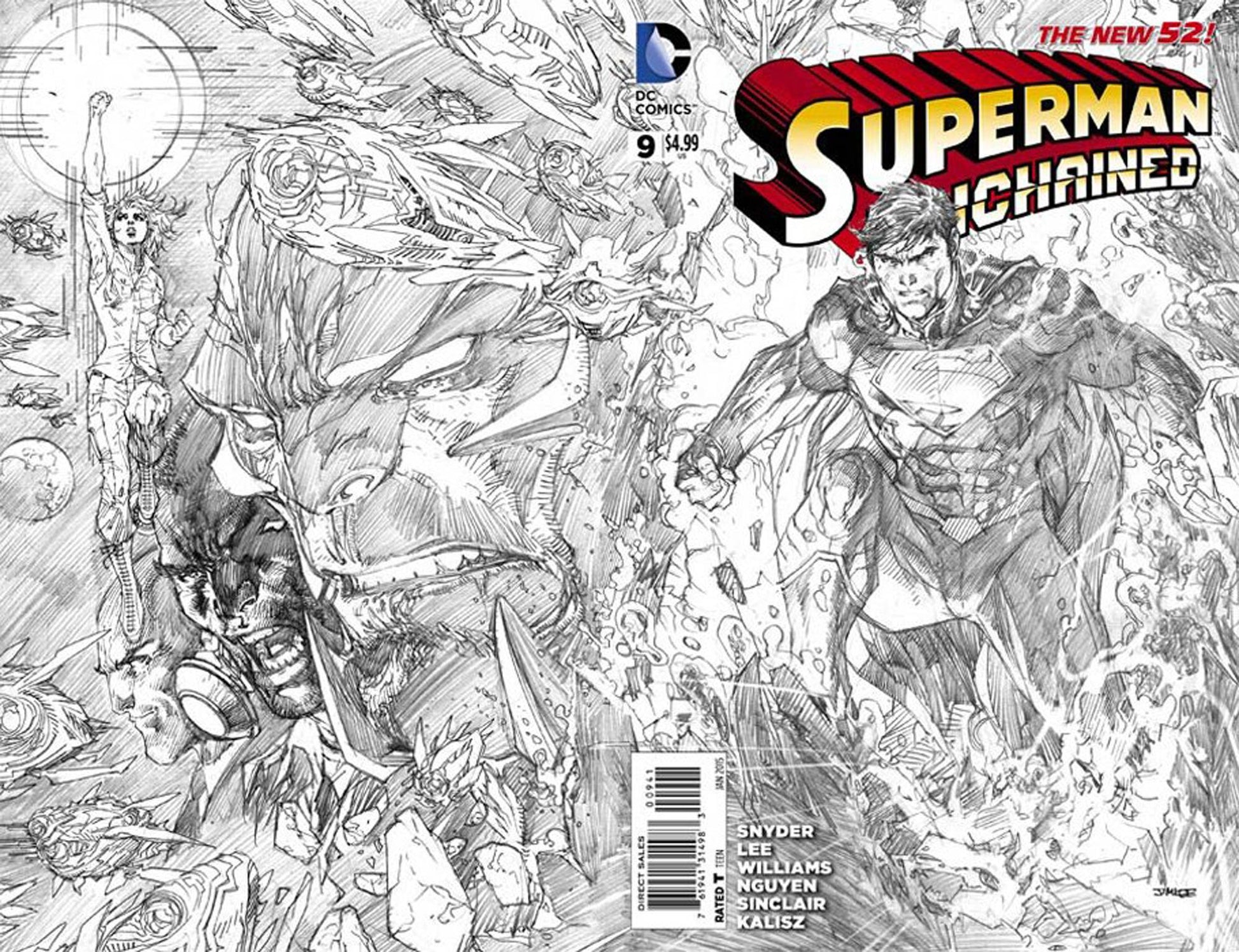 SUPERMAN UNCHAINED #9 SKETCH 1:100 JIM LEE VARIANT 2014 Superman DC COMICS