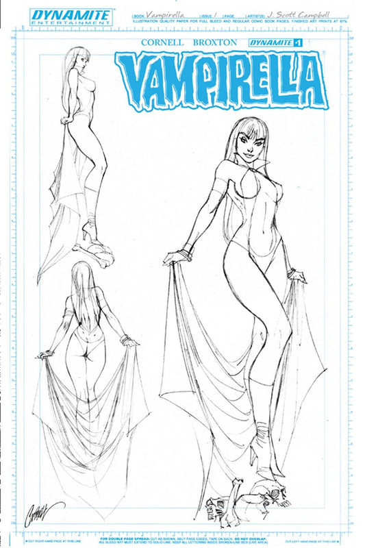 VAMPIRELLA #1 1:25 ARTBOARD J SCOTT CAMPBELL VARIANT Vampirella DYNAMITE   