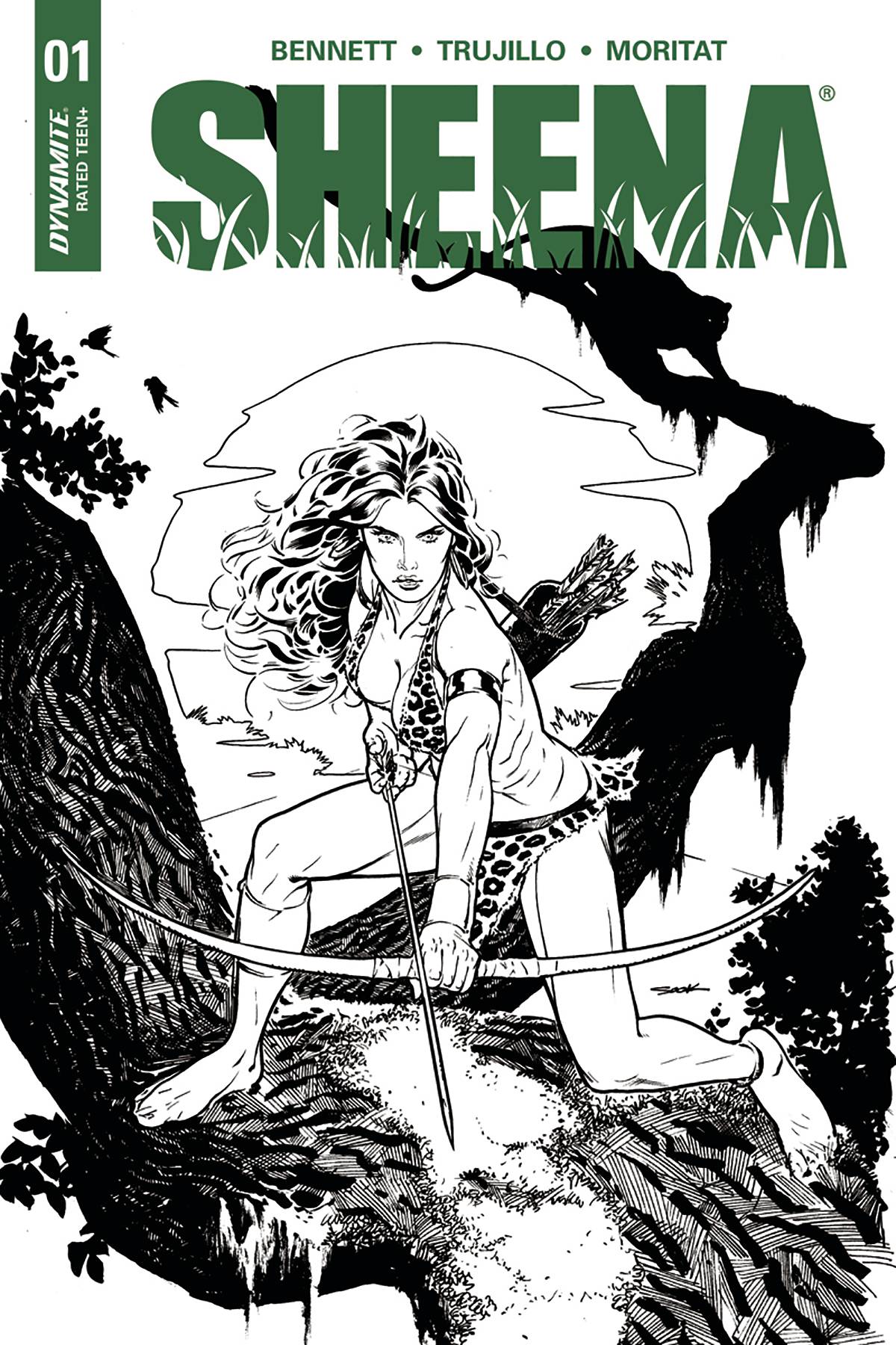 SHEENA #1 SOOK 1:20 B&W VARIANT 2017 Sheena Dynamite Entertainment   