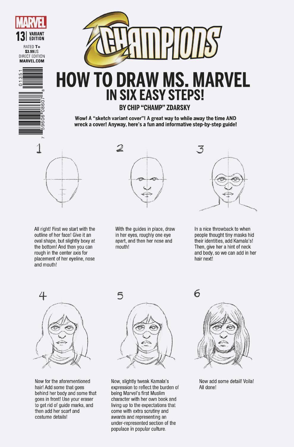 CHAMPIONS #13 ZDARSKY HOW TO DRAW VARIANT 2017 Champions MARVEL COMICS   