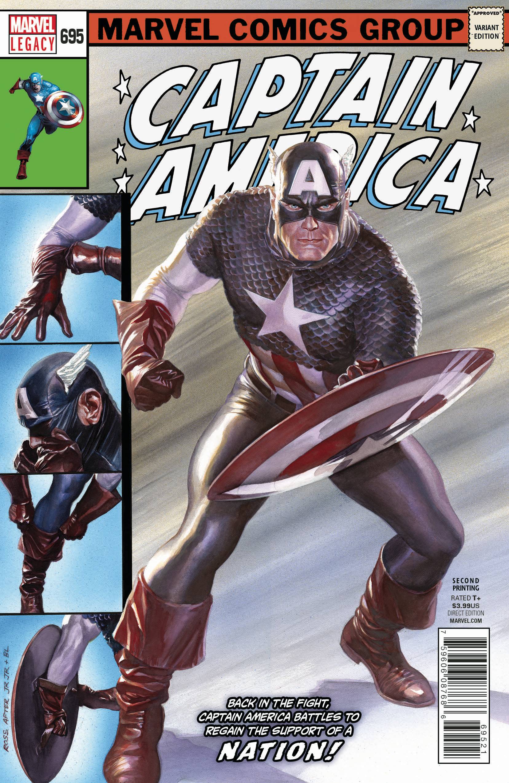 CAPTAIN AMERICA #695 2ND PRINT ALEX ROSS VARIANT 2017 Captain America MARVEL COMICS