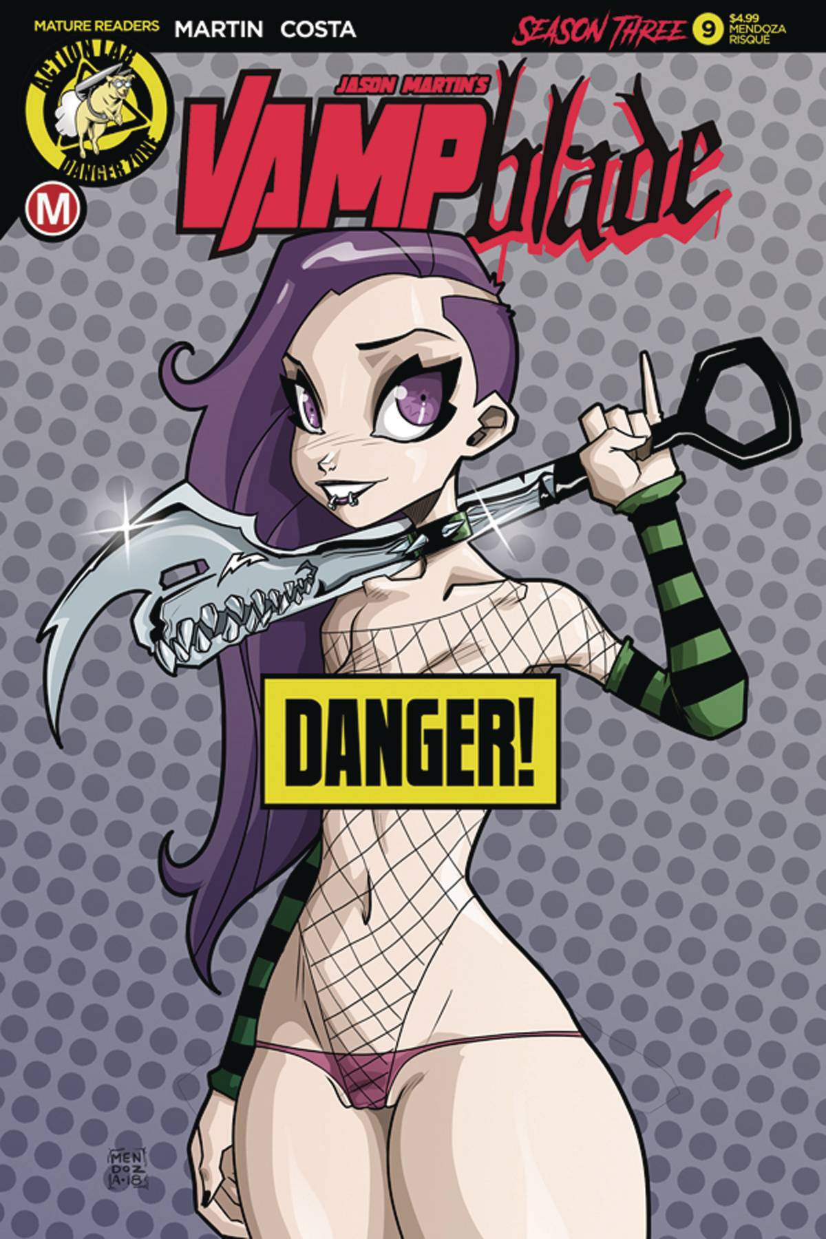 VAMPBLADE SEASON THREE #9 DAN MENDOZA RISQUE (MR) 2018 Vampblade ACTION LAB - DANGER ZONE   