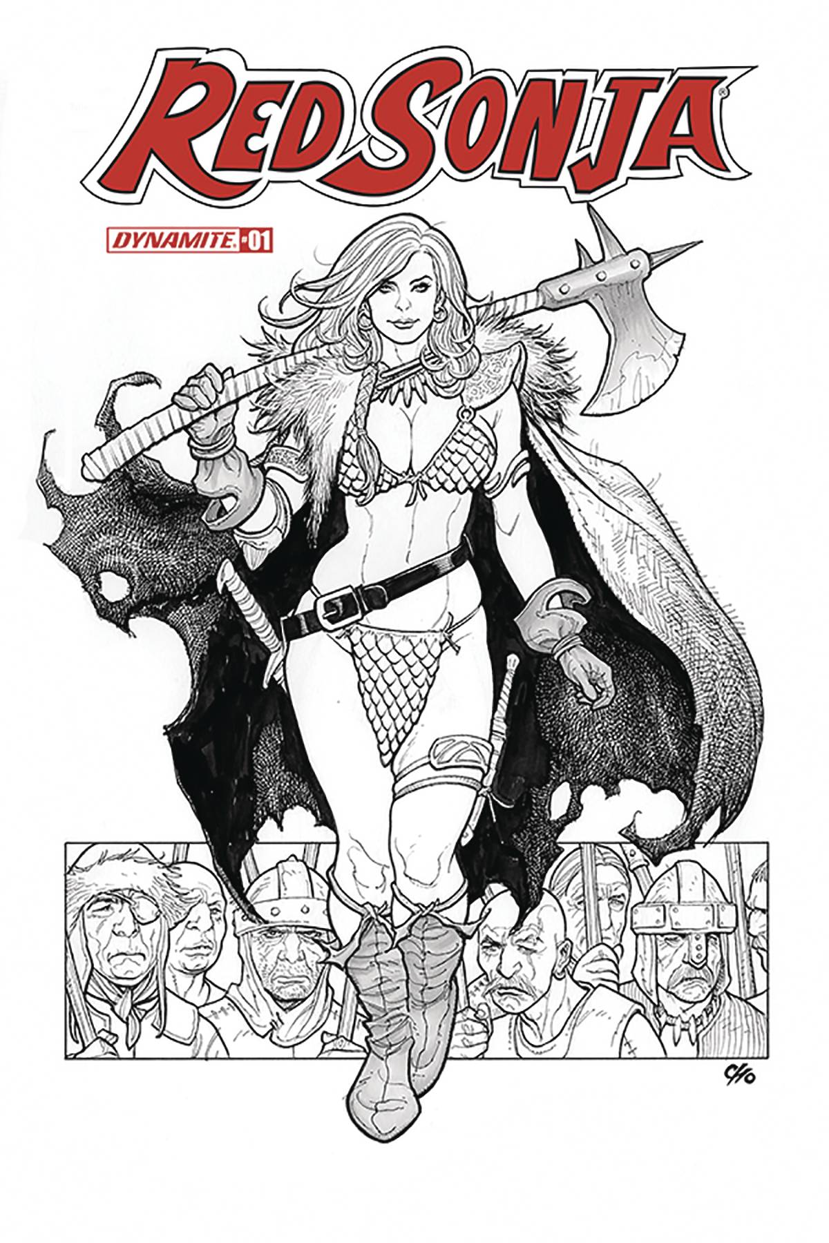 RED SONJA #1 FRANK CHO 1:40 B&W VARIANT 2019