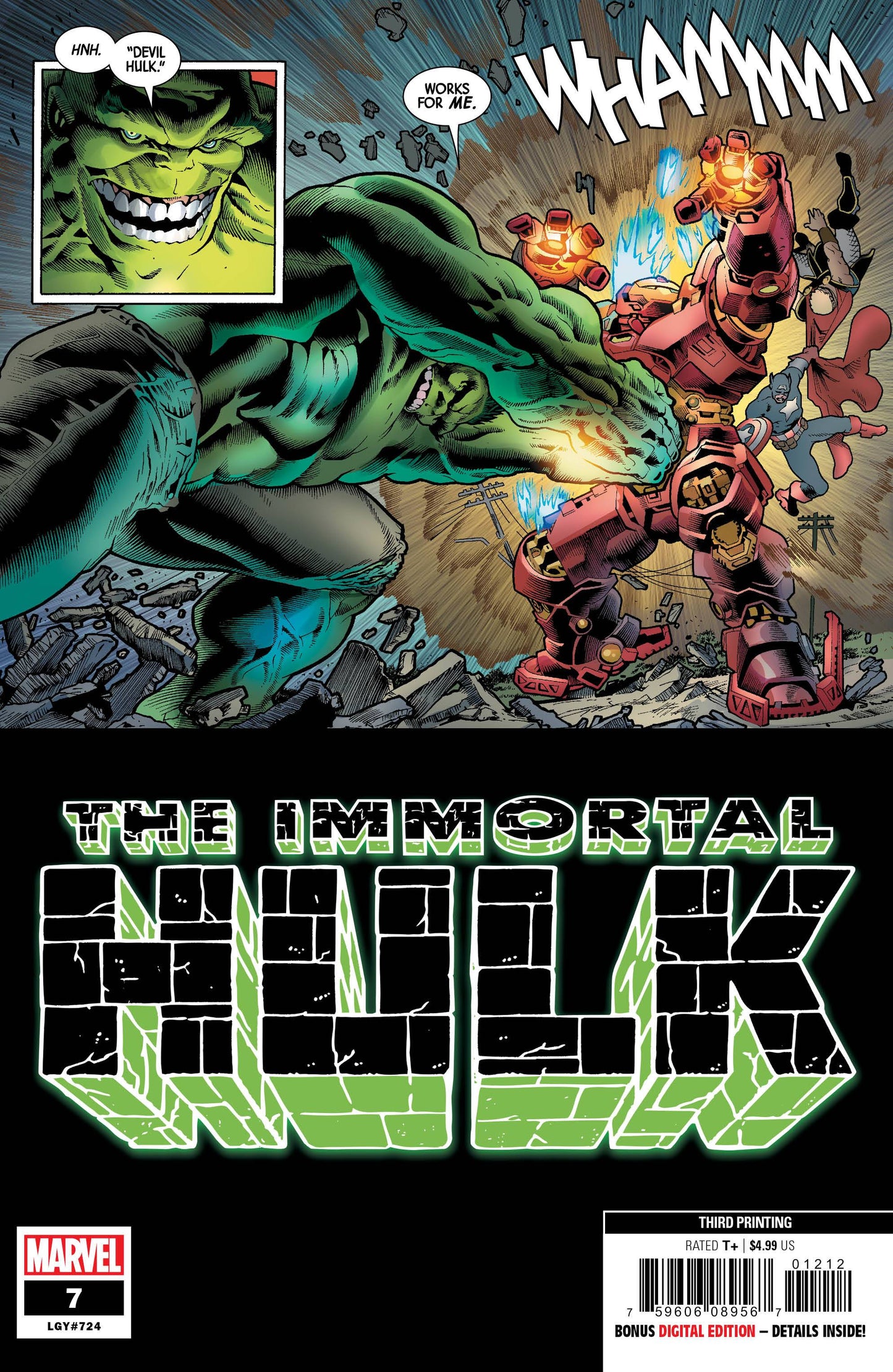 IMMORTAL HULK #7 3RD PRINT 2019 Hulk MARVEL COMICS   