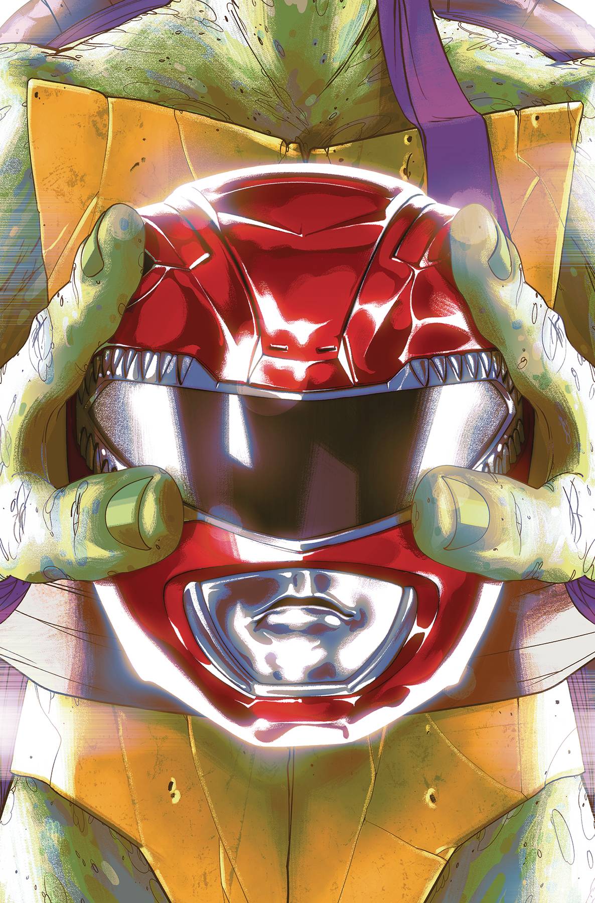 POWER RANGERS TEENAGE MUTANT NINJA TURTLES #1 MONTES RED HELMET VARIANT SET OF 4 2019 TMNT BOOM! STUDIOS   