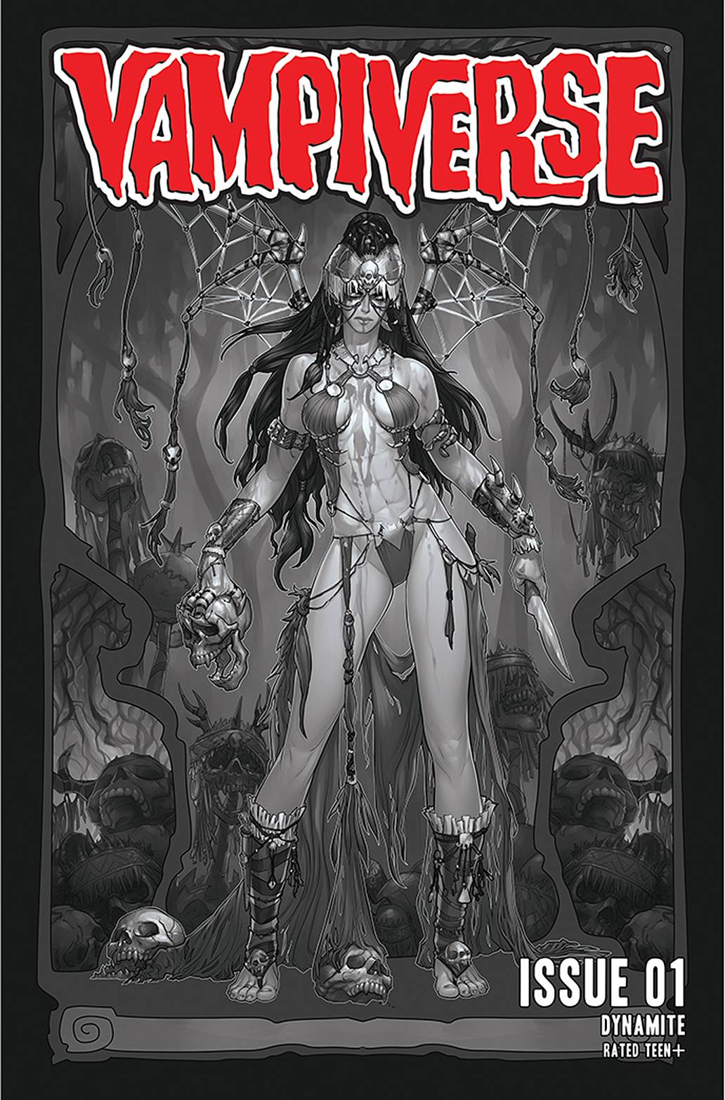 VAMPIVERSE #1 HETRICK 1:50 B&W VARIANT 2021 Vampirella DYNAMITE   