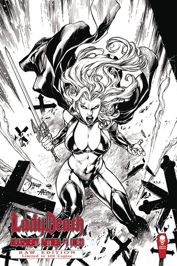 LADY DEATH BLASPHEMY ANTHEM #1 (OF 2) RAW VARIANT (LTD TO 400) 2022 Lady Death COFFIN COMICS   