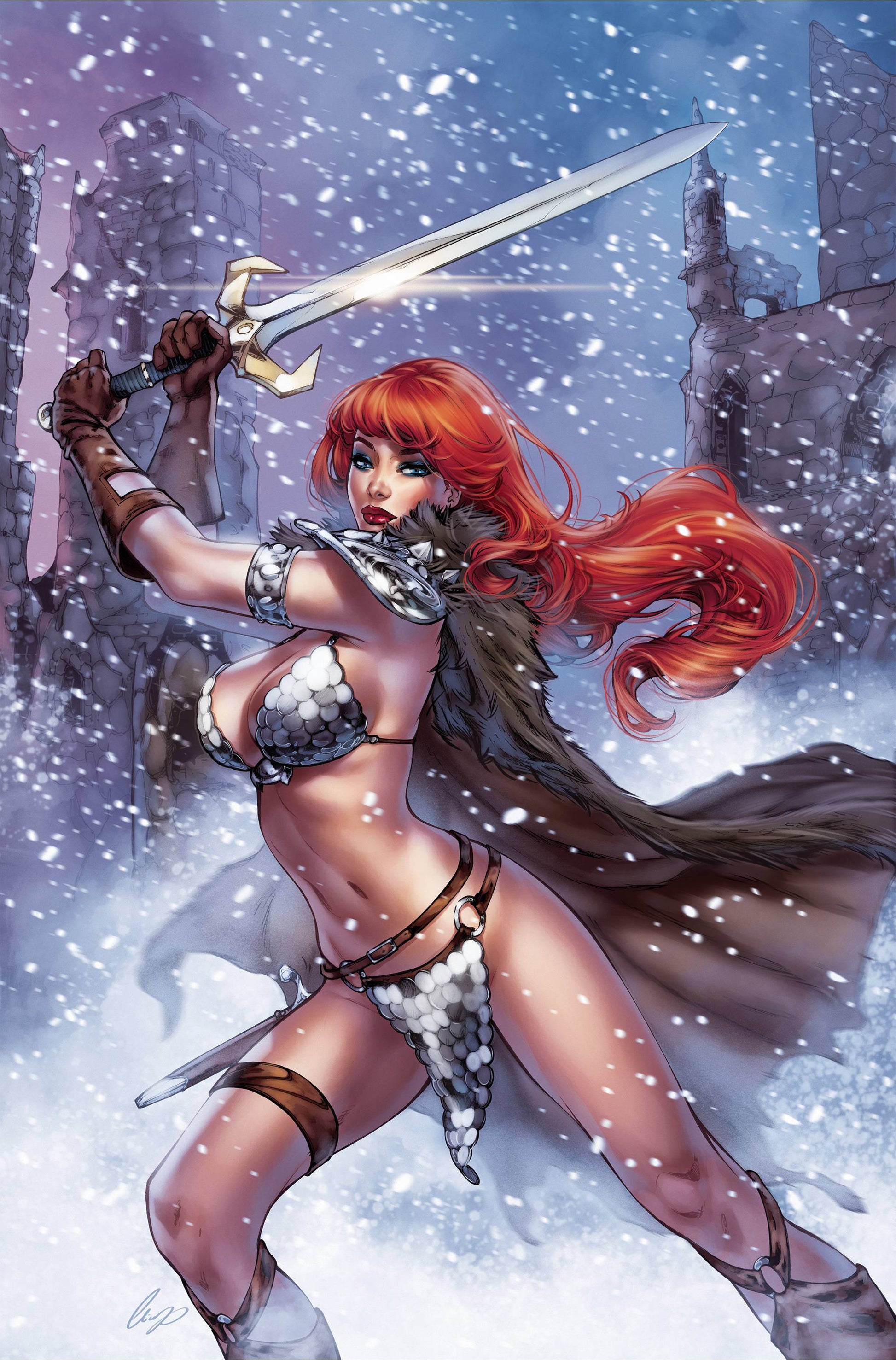 INVINCIBLE RED SONJA #6 CHATZOUDIS 1:7 VIRGIN CHATZOUDIS VARIANT 2021 Red Sonja DYNAMITE   