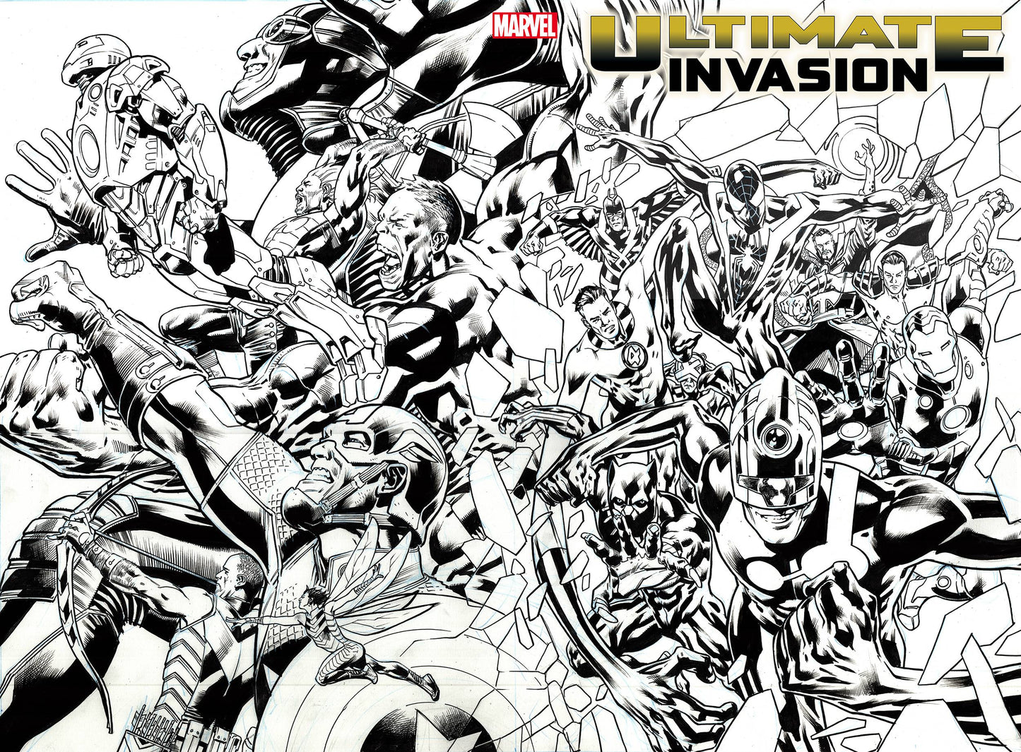 ULTIMATE INVASION #1 (OF 4) HITCH WRAPAROUND B&W 1:50 VARIANT 2023 Ultimate Invasion MARVEL PRH   