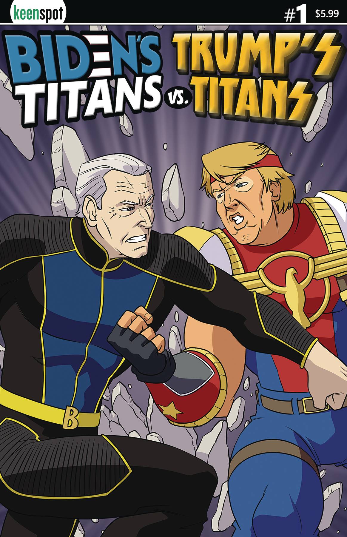 BIDENS TITANS VS TRUMPS TITANS #1 CVR B JOE VS DONALD 2024 comic book KEENSPOT ENTERTAINMENT   
