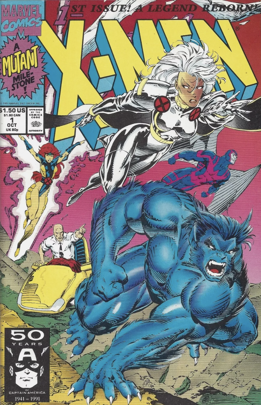 X-MEN #1 JIM LEE STORM BEAST 1991 X-Men MARVEL COMICS   