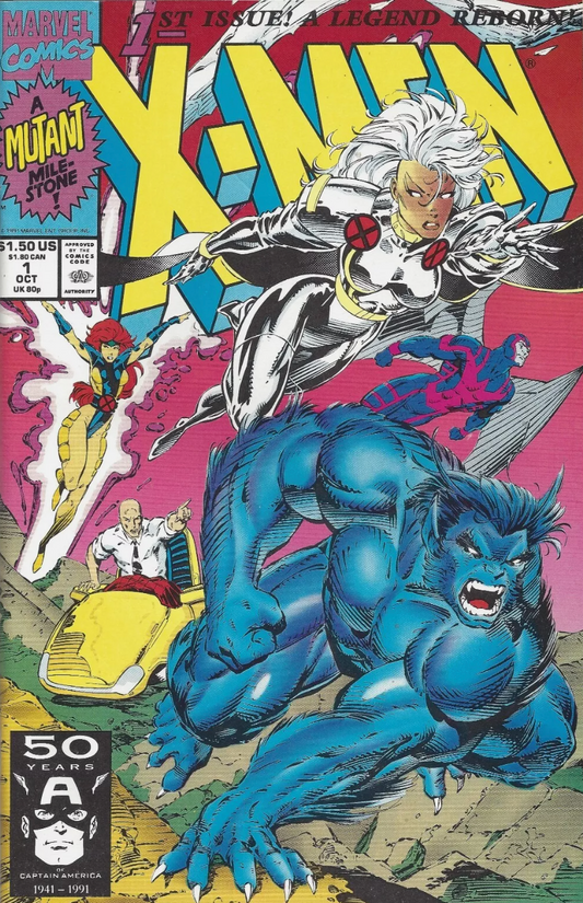 X-MEN #1 JIM LEE STORM BEAST 1991 X-Men MARVEL COMICS   