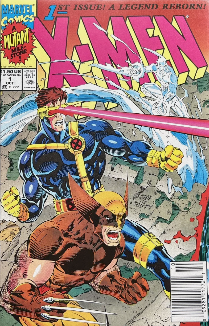 X-MEN #1 JIM LEE CYCLOPS WOLVERINE NEWSSTAND 1991 X-Men MARVEL COMICS   