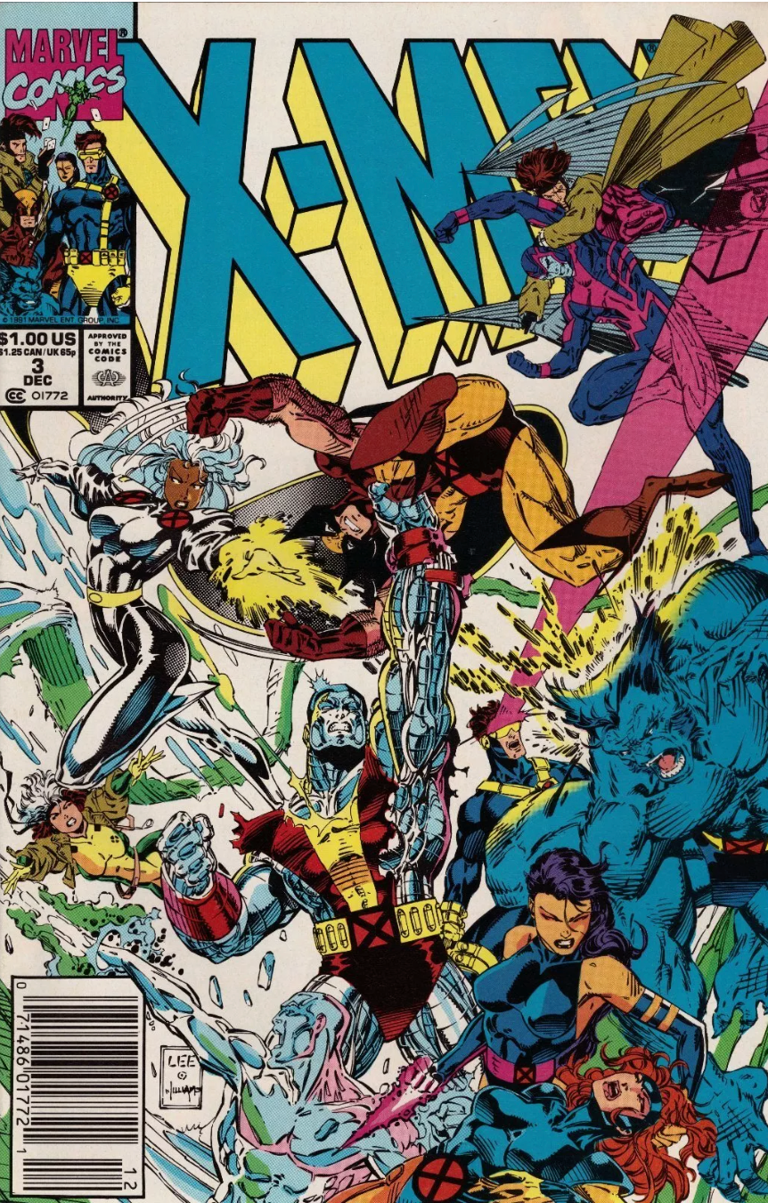 X-MEN #3 JIM LEE NEWSSTAND 1991 X-Men MARVEL COMICS   