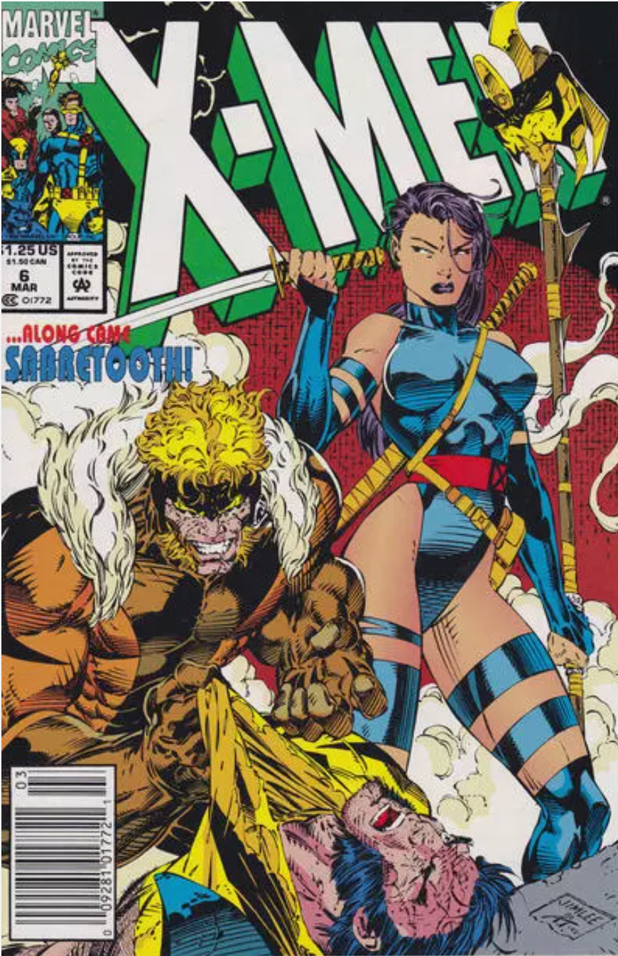 X-MEN #6 JIM LEE NEWSSTAND 1991 X-Men MARVEL COMICS   