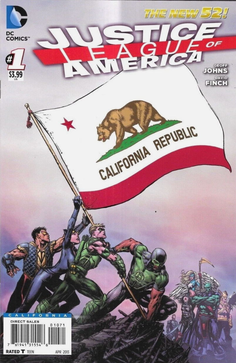 JUSTICE LEAGUE OF AMERICA #1 CALIFORNIA FLAG 2013 Justice Society of America DC COMICS