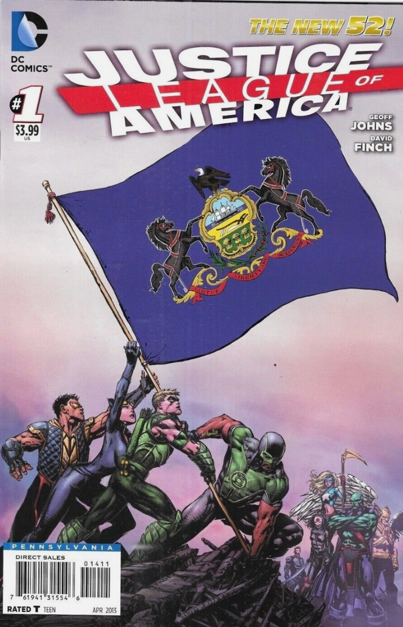 JUSTICE LEAGUE OF AMERICA #1 PENNSYLVANIA FLAG 2013 Justice Society of America DC COMICS